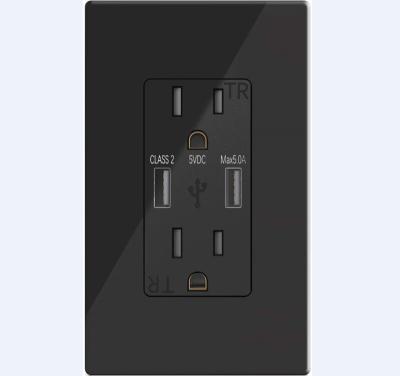 China Hot Sale 5.0A American Standard USB Charger Furniture Power Outlet Wall-in USB Outlet for sale