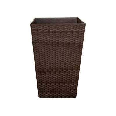 China Plant Pot Square Poly Polypropylene Plastic Planter Look Lightweight Modern Large Rattan For Indoor Outdoor Use for sale