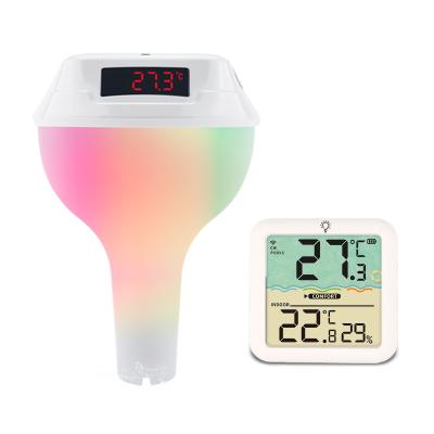 China Smart Solar Floating Pool Thermometer With RGB Lights And Wireless Receiver for sale