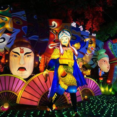 China Waterproof Silk Chinese Festival Lantern Steel Frame Material for sale
