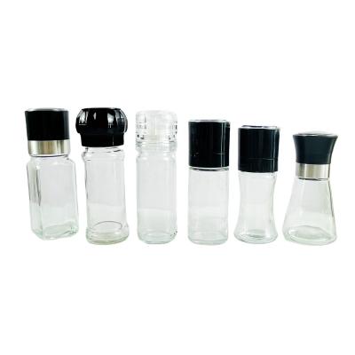 China Viable Manual Disposable Spice Salt Pepper Grinder, 80ml 100ml Spice Salt Wholesale Glass Refillable Pepper Grinder for sale