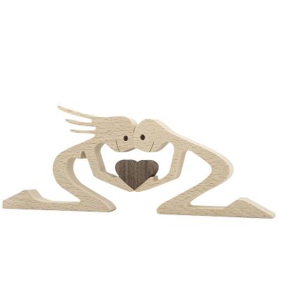 China Europe Wooden Desktop Ornament Crafts Man Decoration Family Carving Home Decoration Creative Lover Gift for sale