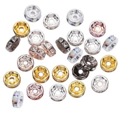 China E-Co 400 Pcs 8mm Friendly Silver Plated Loose Beads Rhinestone Rondelle Spacer Beads For Crafts for sale