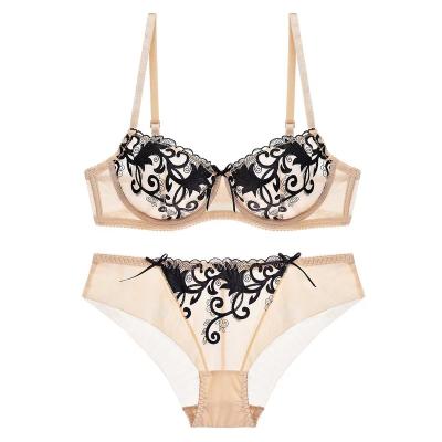 China Women Breathable Underwear Ladies Sexy Thong Plus Size Push Up D Bra Panty Set Sporty Spandex 36d Padded Bra Set Custom Made for sale