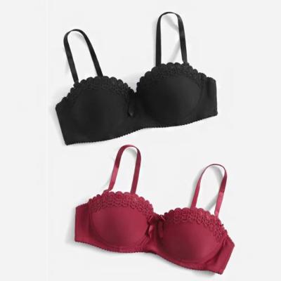 China Wholesale Women Antibacterial Bra Conrelleno Und Embroidered Sexy Bra Pump Braerwear Gather Thick Padded Lift Up for sale
