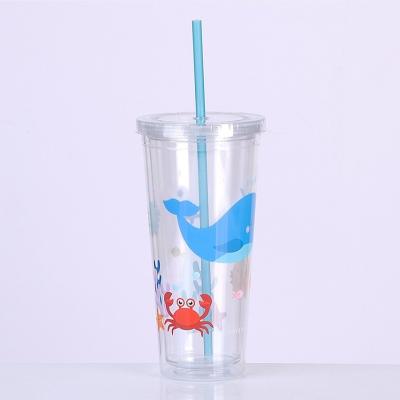 China DOUBLE WALL 16oz 20oz 24oz 32oz Twinkle Inside Double Wall Reusable Plastic Tumbler for sale