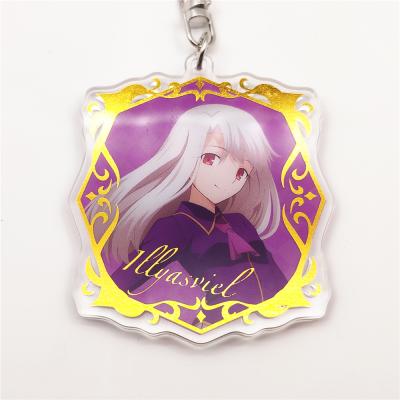 China Promotion Gift Gold Stamping CMYK Offset Printing Custom Anime Acrylic Key Chain for sale