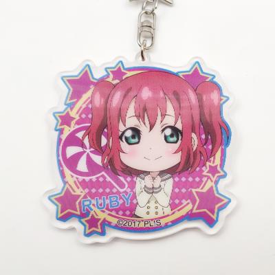 China Promotion Gift 3D Effect Changes Face CMYK Offset Printing Custom Anime Acrylic Key Chain for sale