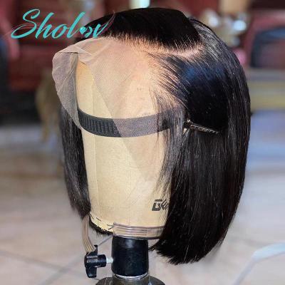 China Cheap 100% Brazilian Raw Bob Frontal Wigs HD Lace Virgin Hair Silky Straight Full Front Wig Transparent Lace Wig For Black Women for sale