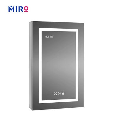 China Luxury Hotel Modern Wall Mounted Anti Fog Led Smart Mirror Bathroom Cabinet With Plug for sale