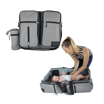 China Water Resistant 3 in 1 Diaper Bags Portable Crib Travel Crib Travel Bed Mommy Changing Backpack for sale