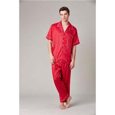 China QUICK DRY Mens Pajamas Plus Size Quality Satin Nightgown Luxurious Stylish Woven Silk Sleepwear Set for sale