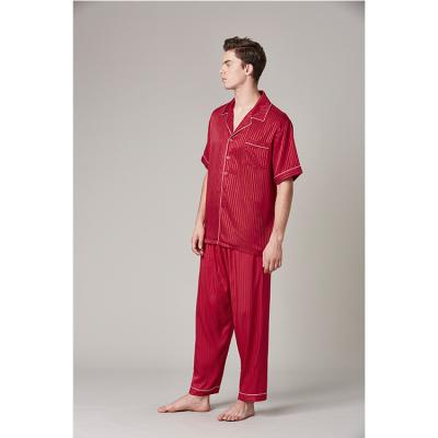 China QUICK DRY Mens Pajamas Plus Size Quality Satin Nightgown Luxurious Stylish Woven Silk Sleepwear Set for sale
