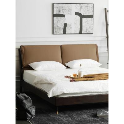 China Scandinavian Modern King Frame Queen Size Wood Upholstered Bed Fram Double Upholstered Bed for sale
