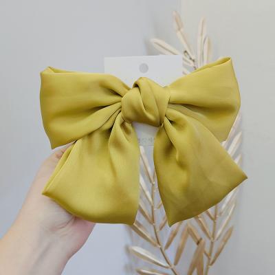 China Large Cute Female Hair Clips In Hair Clips Wine Red Satin Hair Clips Back Spring Head Girls Bows Hair Clip for sale
