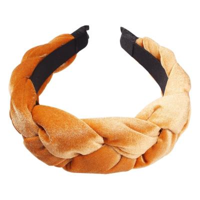 China Lady's Temperament Hair Accessories Gold Fashion Velvet Cloth Hairband Soft Braid Women's Hair Accessories for sale