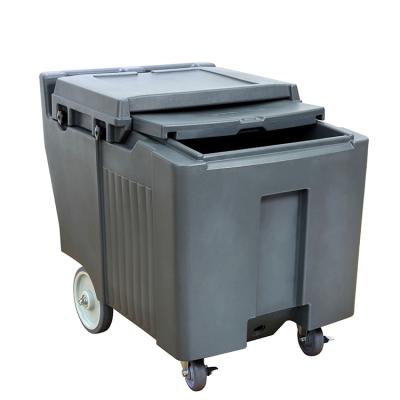 China Hotel Restaurant Rugged 110 Liter Capacity Supplies Plastic Ice Cube Storage Cart Ice Cart for sale