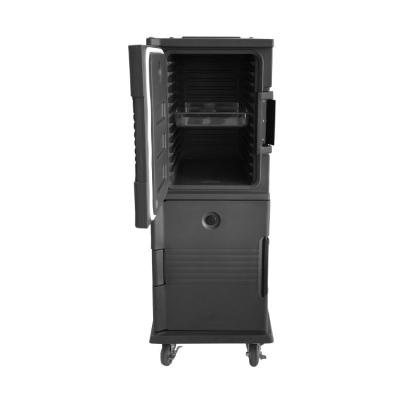 China Safety Insulated Thermal Pan Carrier Double Wall Plastic Warmer Box With Cart For Food for sale