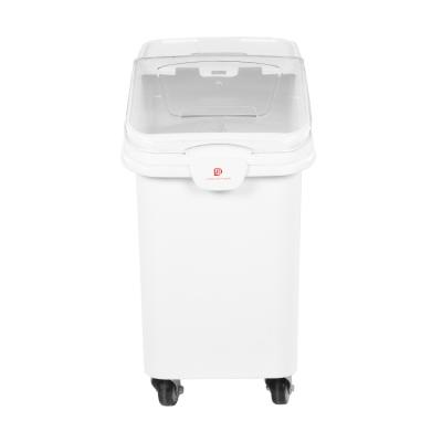 China Commercial Catering Bakery Supplies Ingredient Plastic Bulk Flour Sugar Food Storage Bin Casters 102L for sale