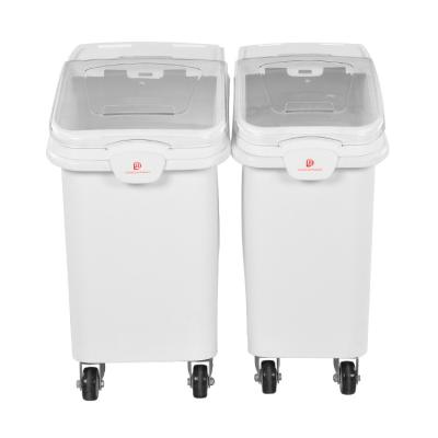 China 81L /102L White Rice Ingredient Bin Trolley Modern Plastic Rice Flour Storage Containers for sale