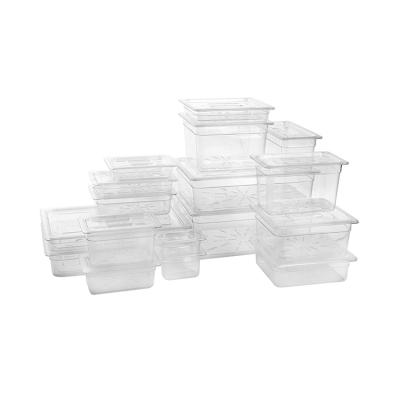 China Restaruant Life Sizes Plastic Clear Polycarbonate GN Pans Restaurant PC Gastronom Pan for sale