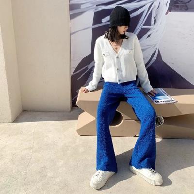 China Custom Made High Waist Wide Leg Casual Loose Track Jogger Long Pants Service Women for sale