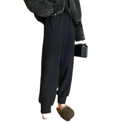 China QUICK DRY Fashion Knitted Long Casual Black Cotton Pants High Waist Sports Women Jogging Pants Plus Size Trousers for sale