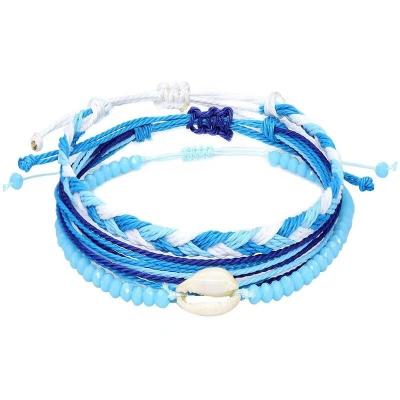 China 2022 Environmentally Friendly Twisted Wax Rope Summer Surfer Hemp Rope Adjustable Bracelet Waterproof Custom Logo Charm Bracelet Anklet String for sale