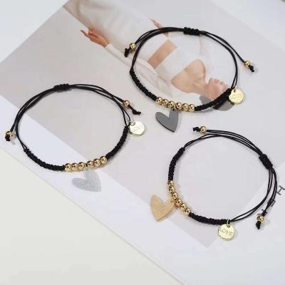 China 2022 Hot Selling Multicolor Environmentally Friendly Amazon Double Layer Lobstor Clasp Wax Rope Bracelet for sale