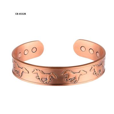 China ZILU Environmental Friendly Red Pure Copper Flat Magnetic Horseshoe Bracelet Jewelry For Men And Women for sale