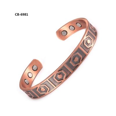 China ZILU Healing Copper Environmental Friendly Red Pure Copper Flat Magnetic Bracelets For Men And Women for sale