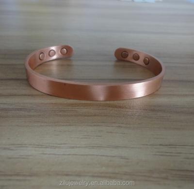 China Wholesale CLASSIC 8mm High Quality Antique Simple Solid Magnetic Copper Bracelet for sale