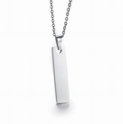 China Environmentally Friendly Wholesale Custom Stainless Steel Vertical Bar Vacuum High Polish Pendant Necklace for sale