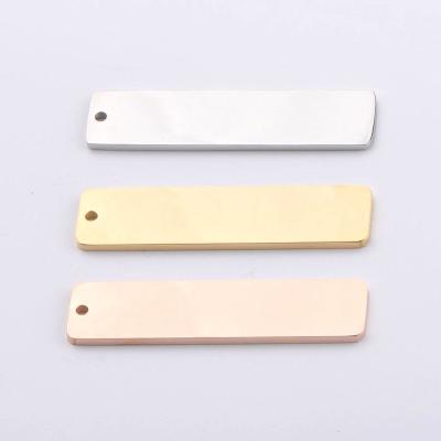 China CLASSIC Mirror Polish Stainless Steel Rectangle DIY Mask Stamping Engrave Name Logo Charms Pendant For Jewelry Making for sale