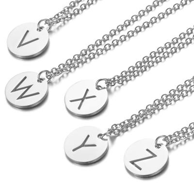 China Environmental Friendly 26 Letter Charm Stainless Steel Alphabet A-Z Initial Charm Chain Pendant Necklace For Women for sale