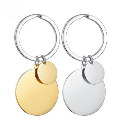 China Europe Double Circle Stainless Steel Metal Key Chain Personalized Empty Double Mirror Polished Key Ring Gift for sale