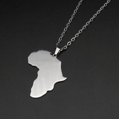 China Environmental Friendly Stainless Steel Blank Stamp Engraved Africa Map Shaped Charm Pendant Necklace for sale