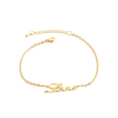 China FASHIONABLE Love Initial Stainless Steel Custom Gold Plated Bracelet For Women for sale