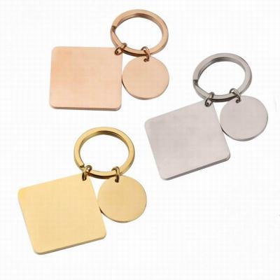 China Europe Custom Stainless Steel Square Disc DIY Key Ring Inspired Key Chain Dangling for sale
