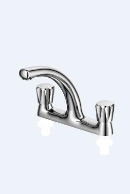 China Vintage Chrome Monobloc Basin Taps Three Hole Double Handles Bath Mixer Tap Antique Brass Bathroom Vessel Sink Faucet for sale