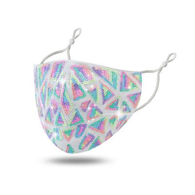 China Cotton Personalized Sequin Facemask Washable Cool Facemask Reusable Bling Bling Colorful Adjustable Multi Style for sale
