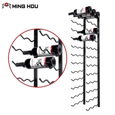China Sustainable 36 Bottle Wine Racks Wave Shape Metal Wine Rack Wall For Cellar for sale