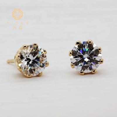 China Bureau / Quarry Yellow Gold Luxury Xisen Diamond Jewelry HPHT Lab Developed Brilliant Round Cut Dangle Earrings On Sale for sale