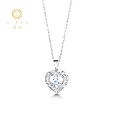China Custom CVD Round Cut White Gold Necklaces Chain Diamond Jewelry Fancy Heart Design Real Diamond Loose Trendy HPHT for sale