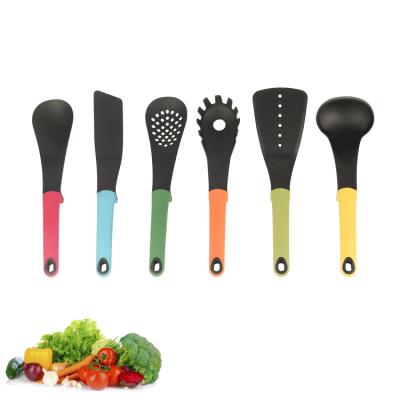 China Sustainable Nylon Kitchen Utensil Set With Rotating Storage Rack, Rainbow 6-Piece for sale