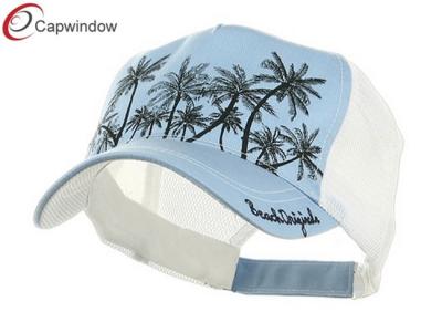 China Light Blue Plaid Straw Trucker Mesh Hats Unconstructed with Cotton and Polyester for sale