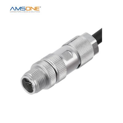 China AMSONE Male M12 8p X Male M12 8p X Circular Code 360 EMC Shieldable Military Custom Automotive Security Screw Industrial Pre-molded Connector for sale