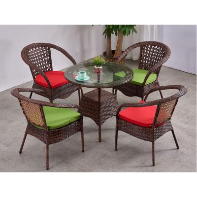 China Table And Chairs Of Chaise Metal Iron Rattan Wicker de Bistros de Modern Conjunto De Mesa Y Sillas De Comedor Table De for sale