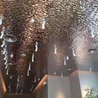 China Anodized Silver Stainless Steel Ceiling Panel Moisture Proof Water Ripple Sheet For Ceiling for sale