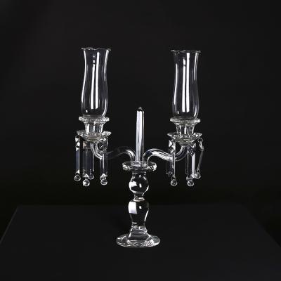 China Home Ware Crystal Candlestick Lotus Candle Holders Home Decoration Glass Candle Holder for sale
